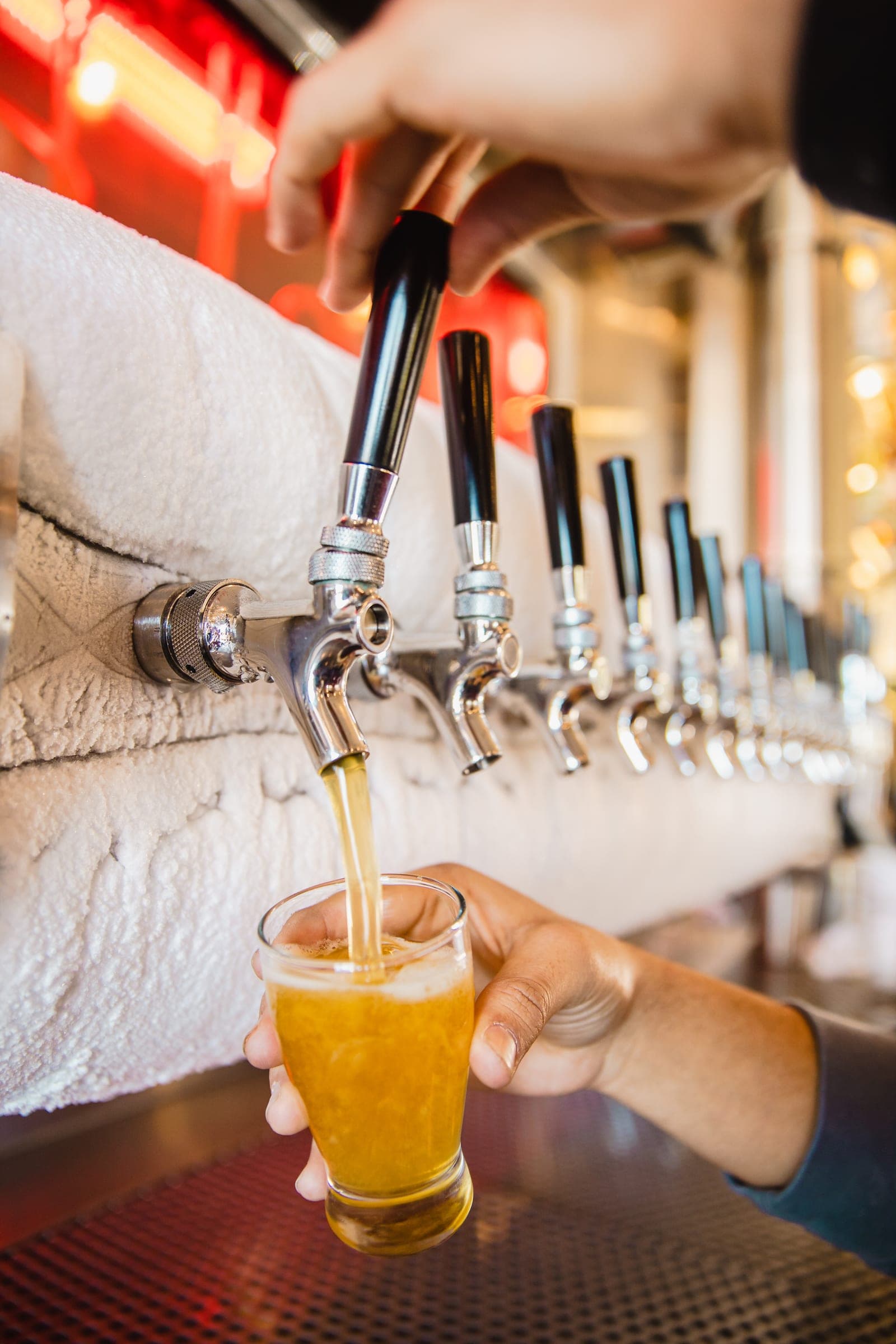 A pint being pulled from the tap wall on Wednesday pint night