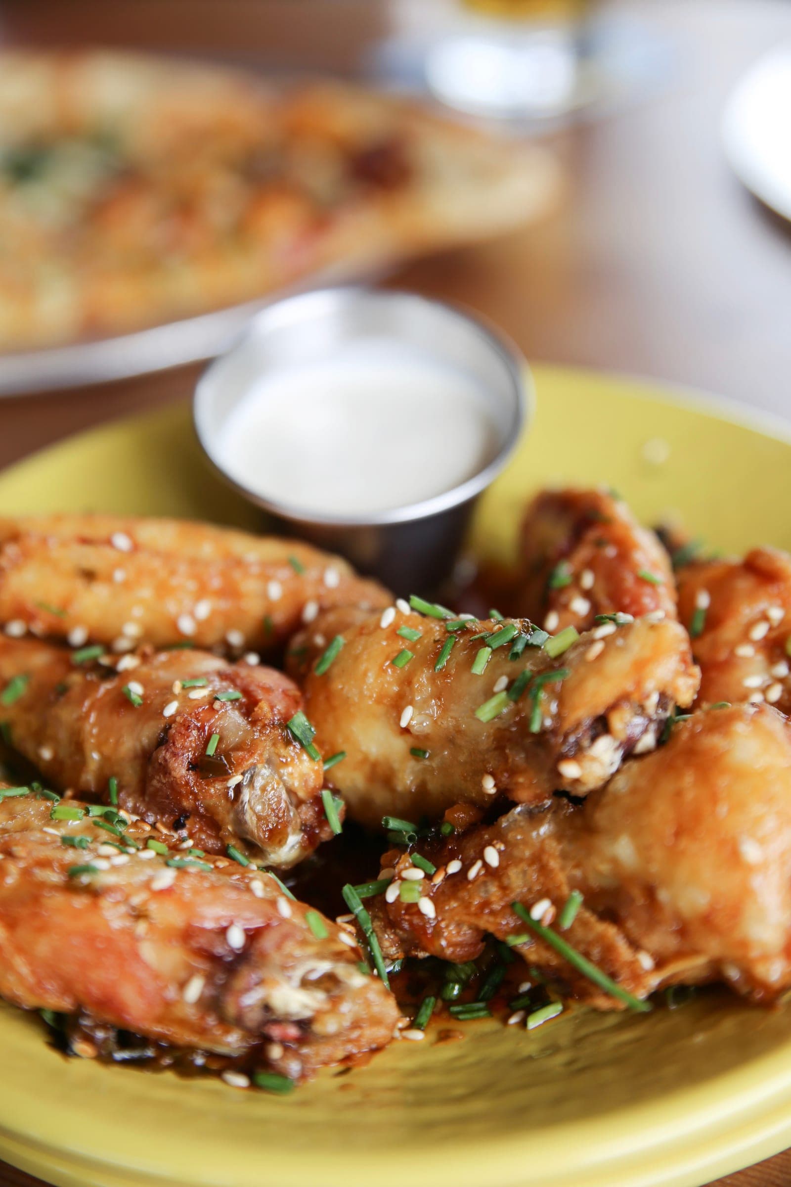 Glazed wings with blue cheese dressing, the Monday all-day special